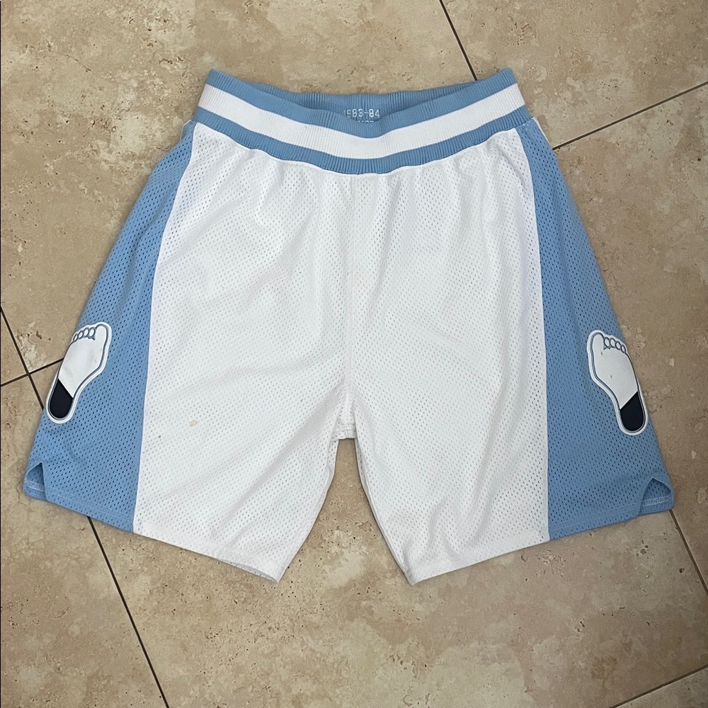 Men's White and Baby Blue North Carolina College Shorts